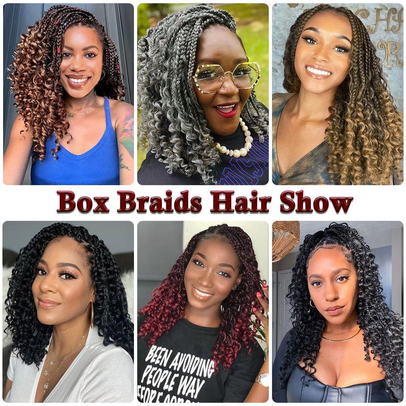 VIOLET 12 inch Goddess Crochet Box Braids Hair 7 Packs Boho Box Braids Crochet Hair with Curly Ends Prelooped Crochet Hair for Black Women (12 Inch, 7Packs, 1B/BUG) - Image 3